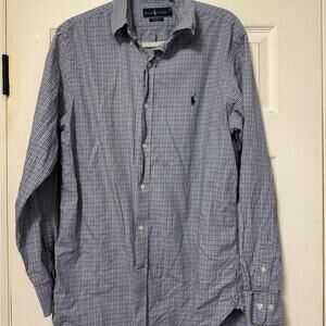 Ralph Lauren Men's Navy and White Checkered Shirt 16 1/2 - 42